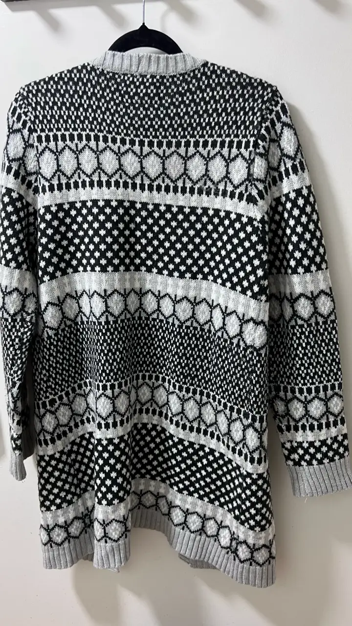 Cardigan de punto blanco y negro Bluebird - 3