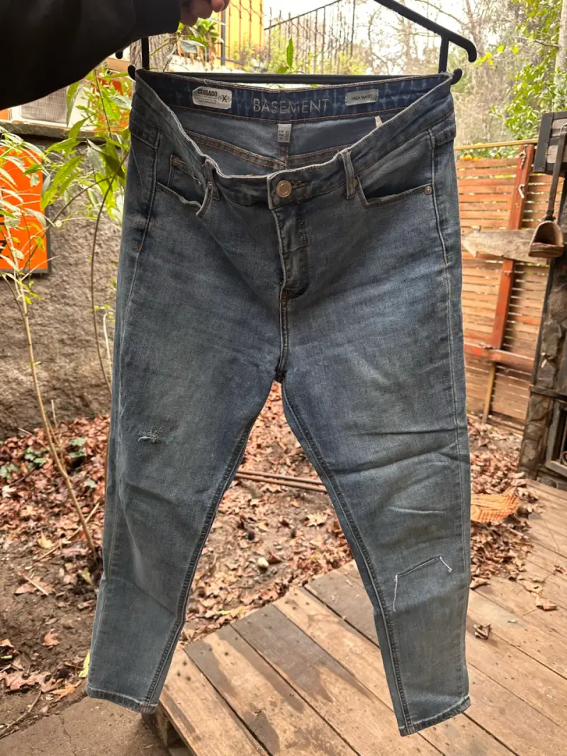 Jeans de mujer Basement tiro alto azul - 1