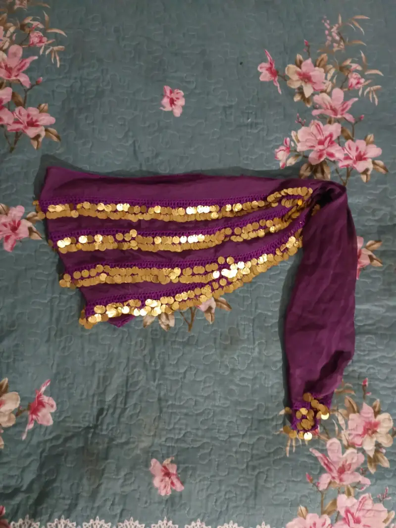 Falda de Danza Árabe con Lentejuelas Doradas