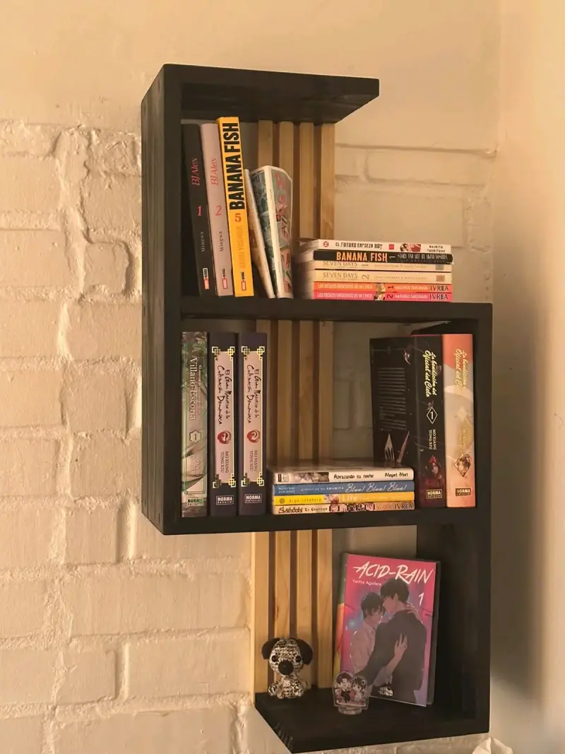 Estante de pared moderno en madera negra - 1