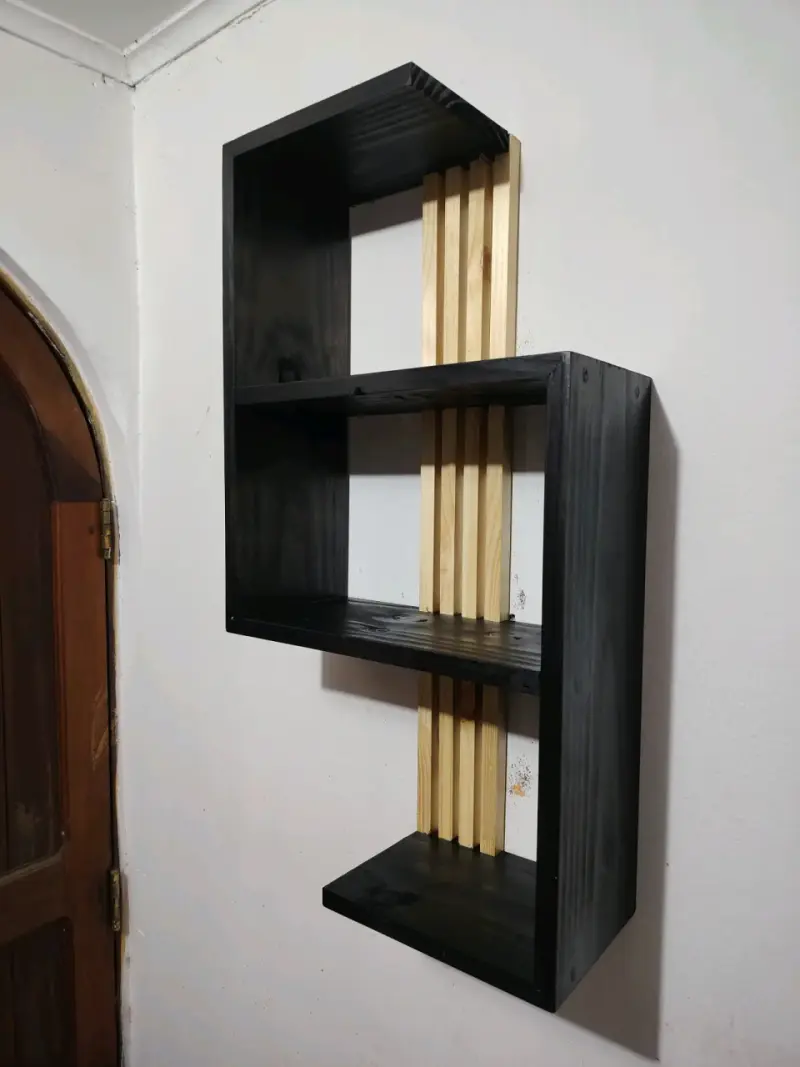 Estante de pared moderno en madera negra - 2