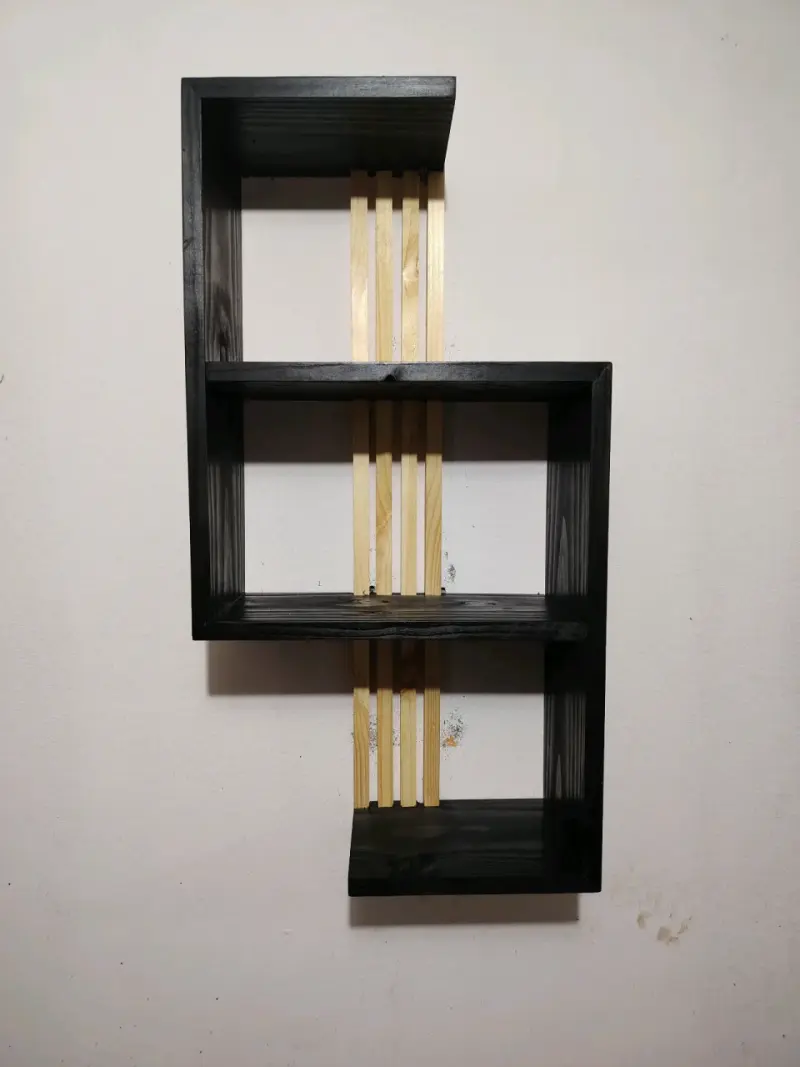 Estante de pared moderno en madera negra - 3
