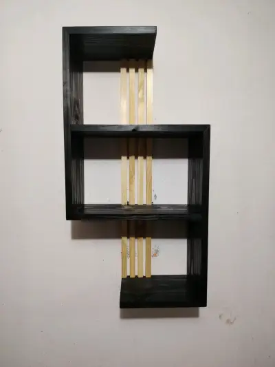 Estante de pared moderno en madera negra - miniatura 3