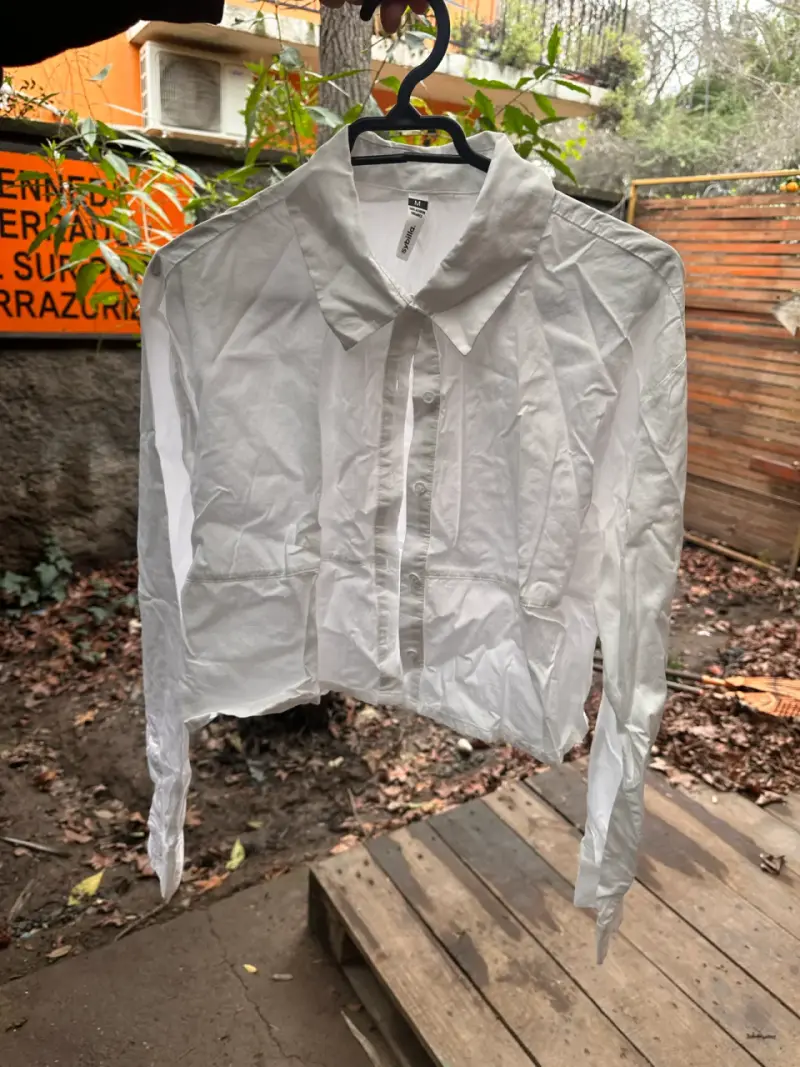 Blusa Blanca Manga Larga Talla S - 1