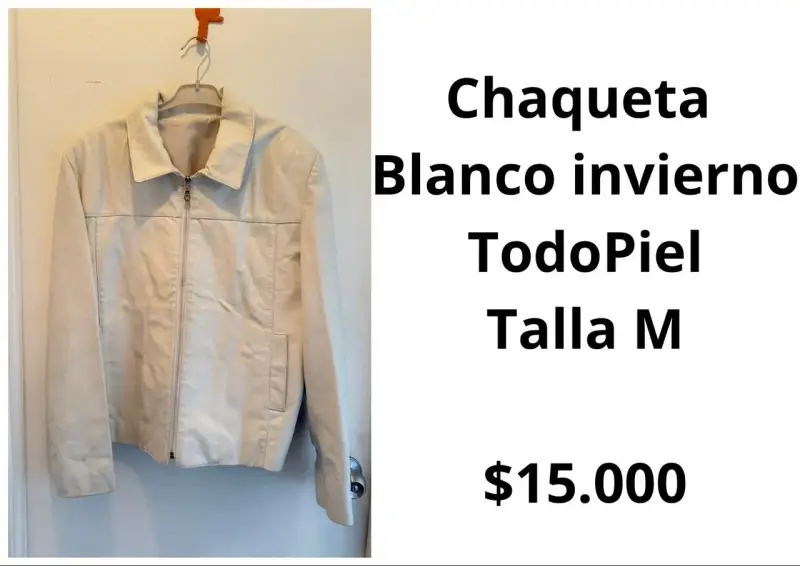 Chaqueta de cuero blanca talla M
