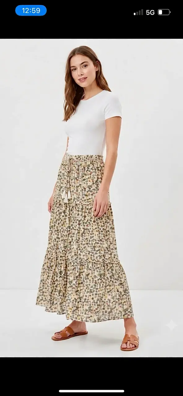 Falda larga floral bohemia para mujer - 1