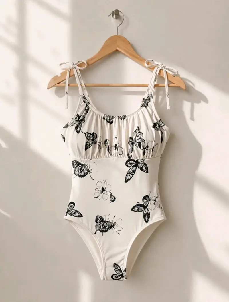 Body blanco con estampado de mariposas - 1