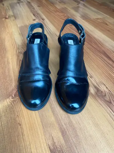 Zapatos de cuero negro con taco ancho Nalca - miniatura 2