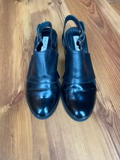 Zapatos de cuero negro con taco ancho Nalca - miniatura 5