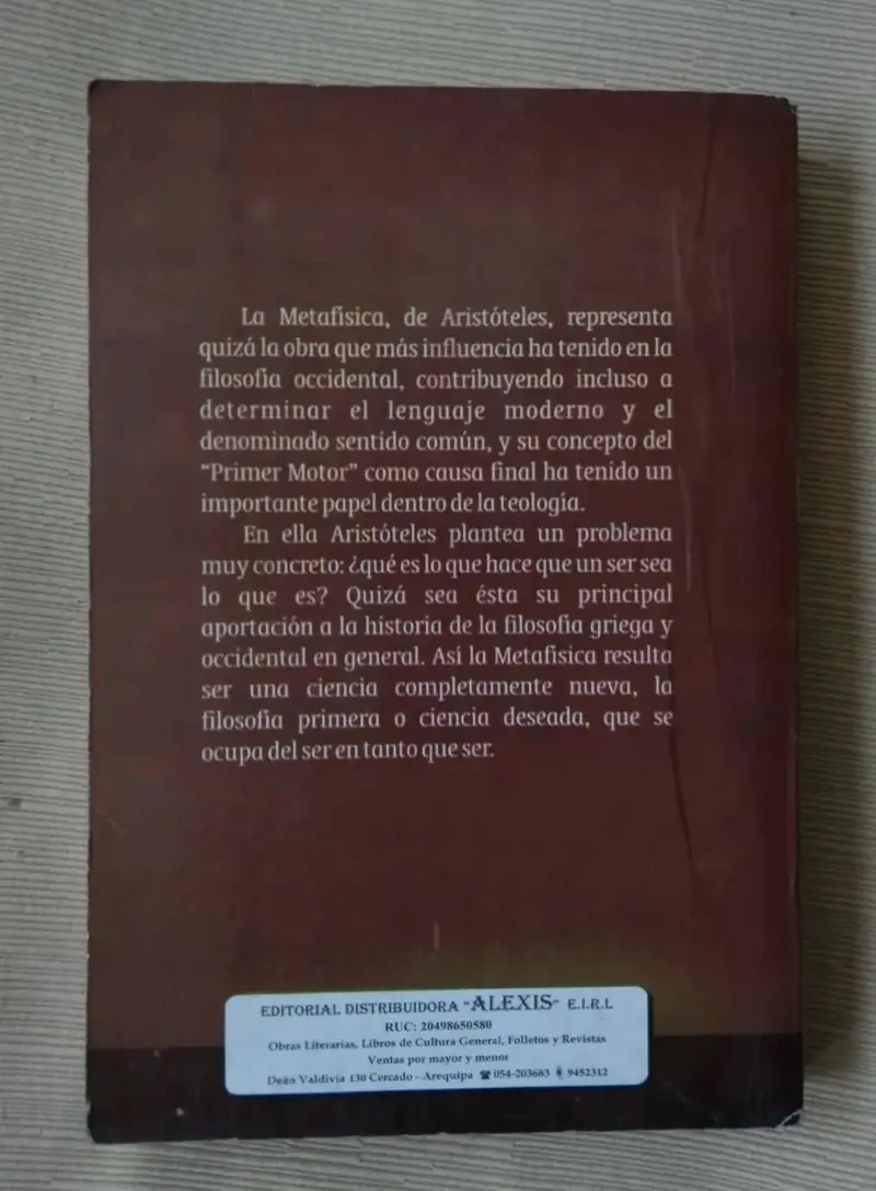 Libro de filosofía: Metafísica de Aristóteles - 2