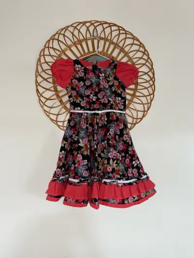 Vestido huasa  para niña con mangas abullonadas - miniatura 1