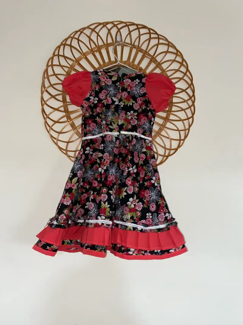 Vestido huasa para niña con mangas abullonadas - 2