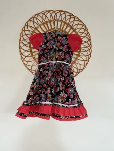 Vestido huasa  para niña con mangas abullonadas - miniatura 2