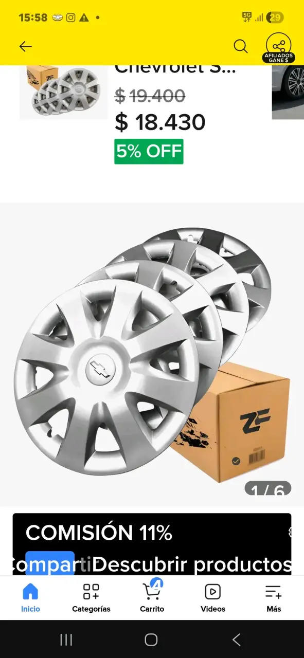 Tapacubos Chevrolet 15 pulgadas plateados