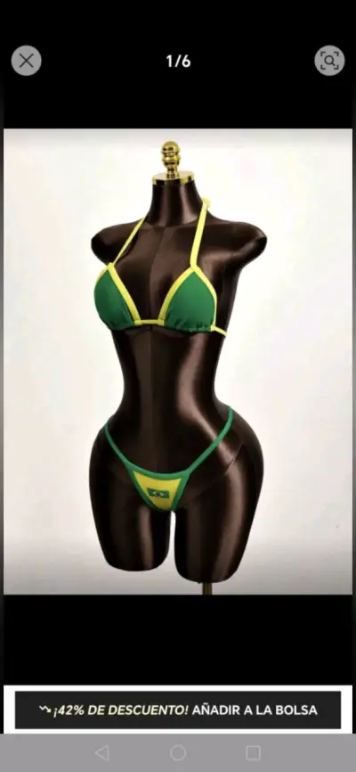 Bikini brasileño verde y amarillo - miniatura 2