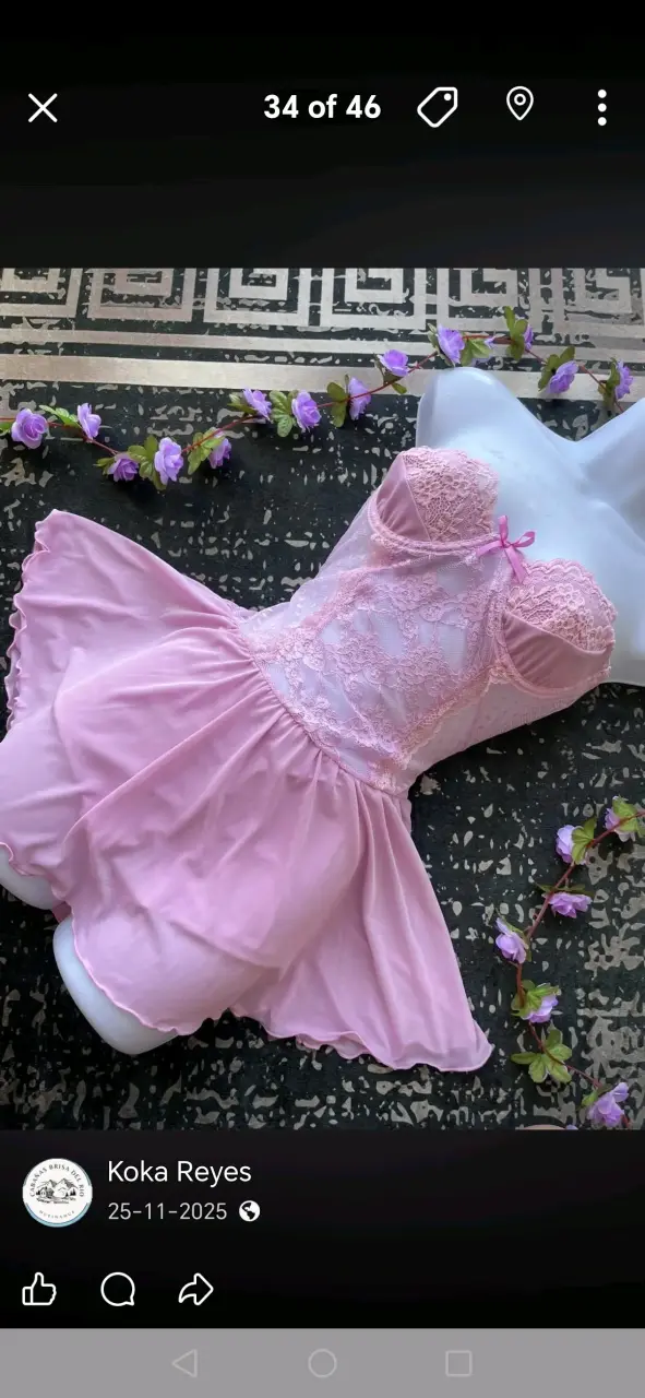 Vestido de encaje rosa para mujer - 1