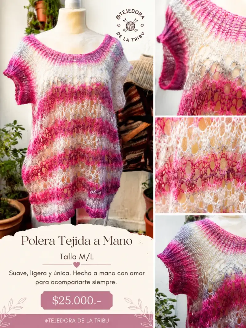 Polera tejida a mano con lana premium - 5