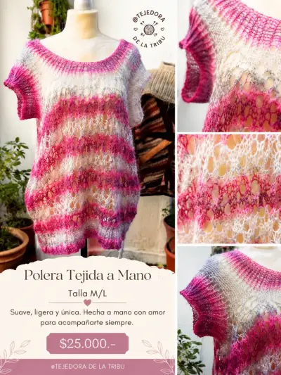 Polera tejida a mano con lana premium - miniatura 5
