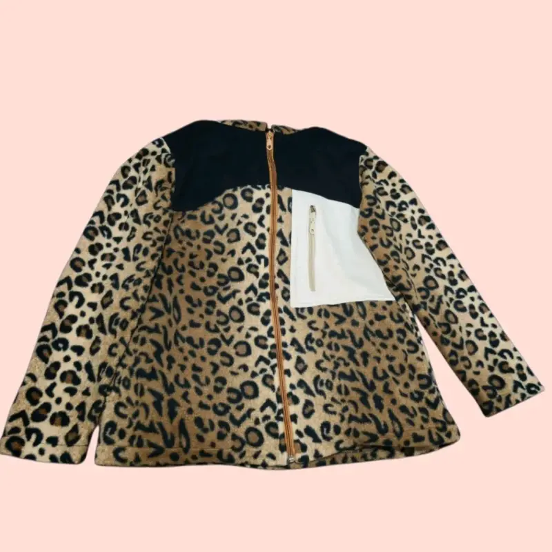Chaqueta de Leopardo con Bolsillo Frontal