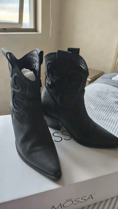 Botines de cuero negro Mossa con tacón - miniatura 5