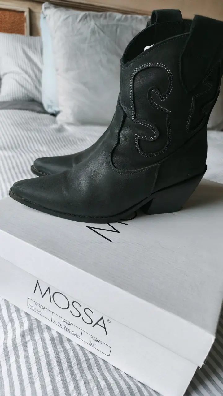 Botines de cuero negro Mossa con tacón - 6