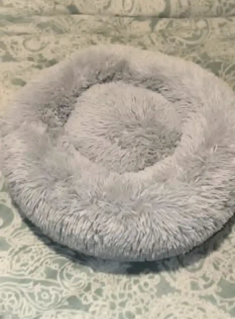 Cama redonda para mascotas gris suave antiestres - 1