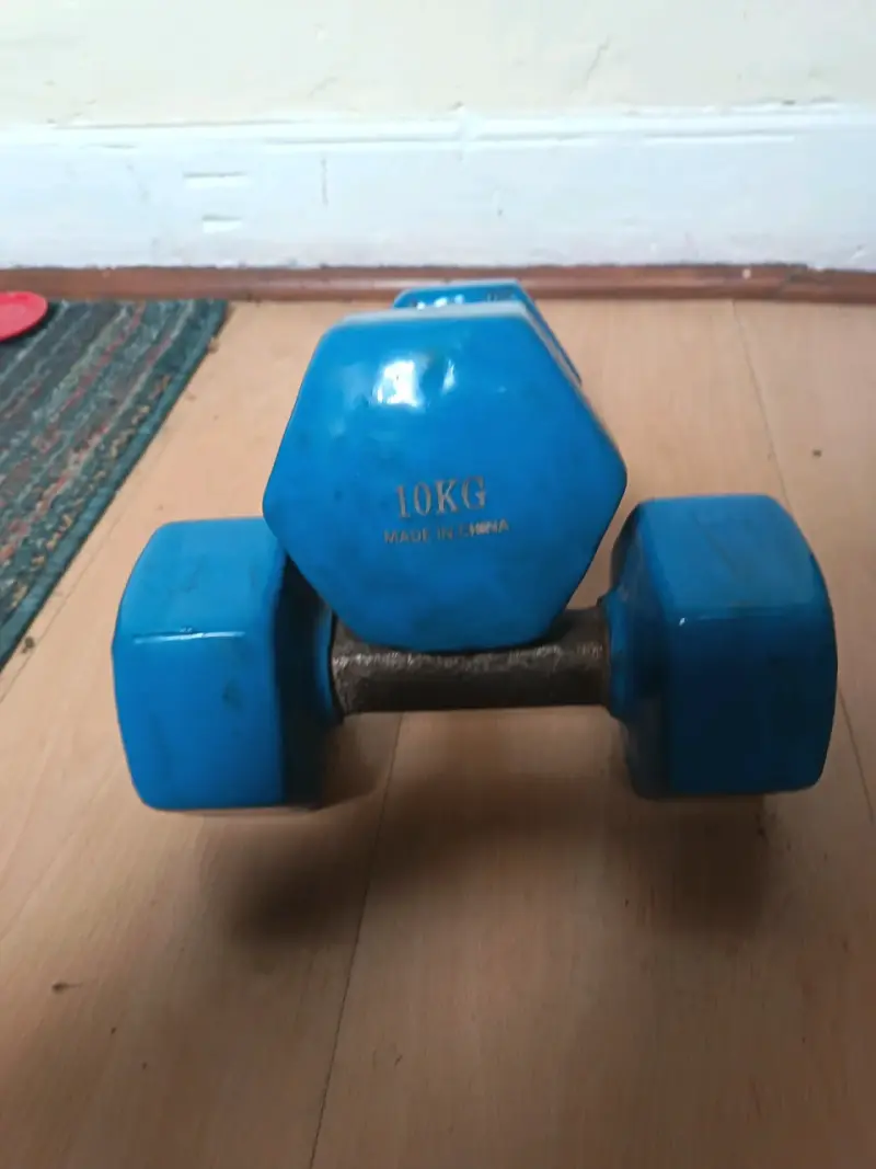 Mancuernas de 10 kg azul para entrenamiento - 1
