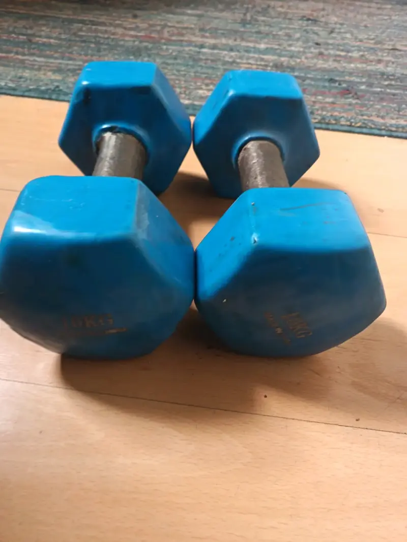Mancuernas de 10 kg azul para entrenamiento - 3