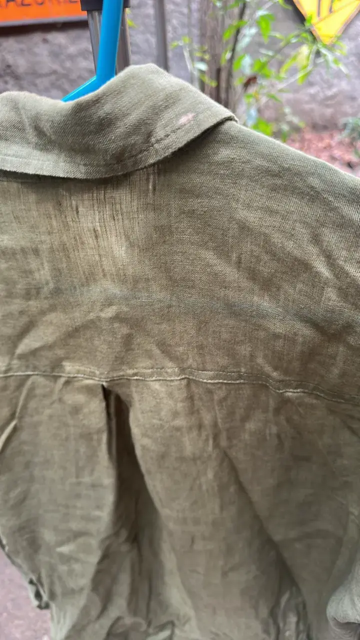 Camisa verde oliva de lino Zara para hombre - 3