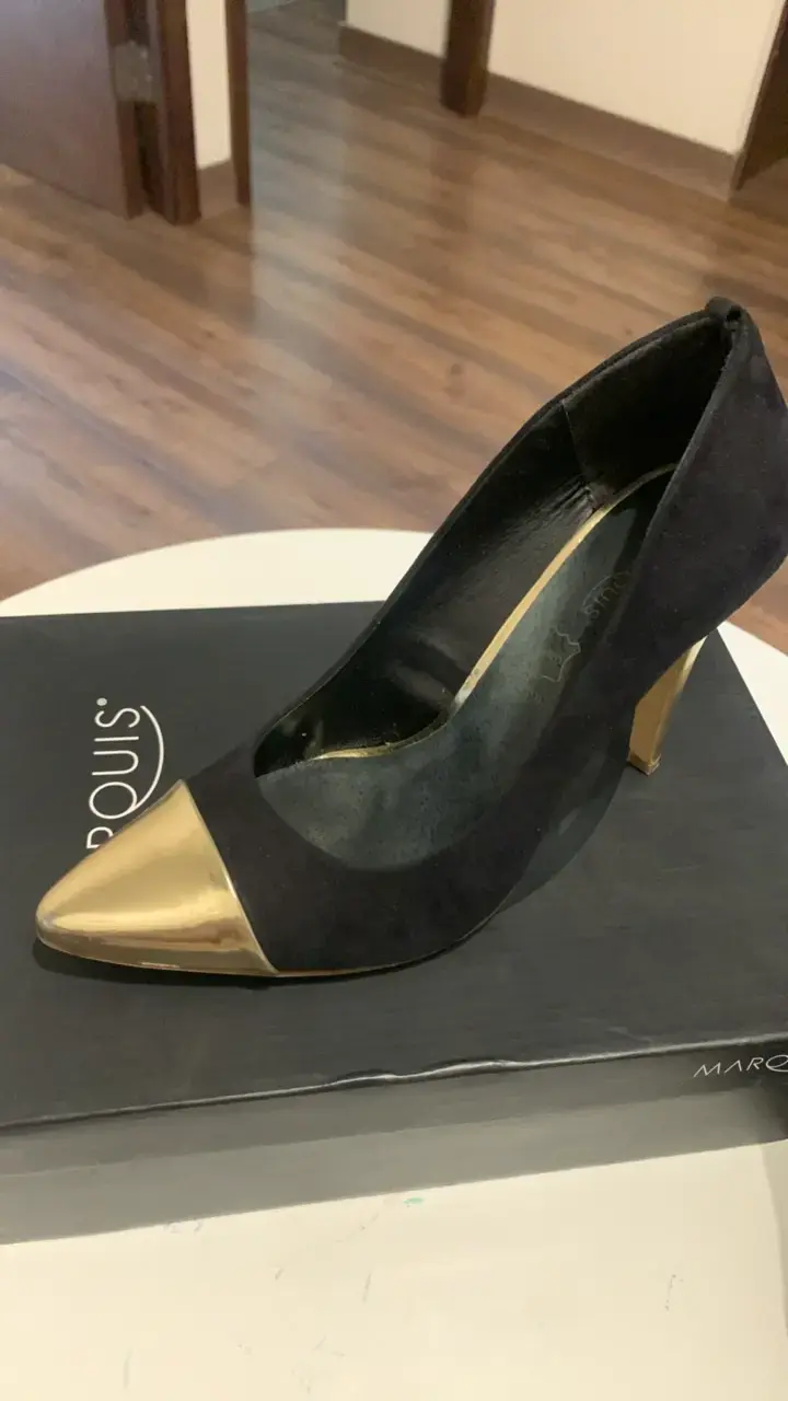 Zapatos de Tacón Alto Negro y Dorado Marquis - 1