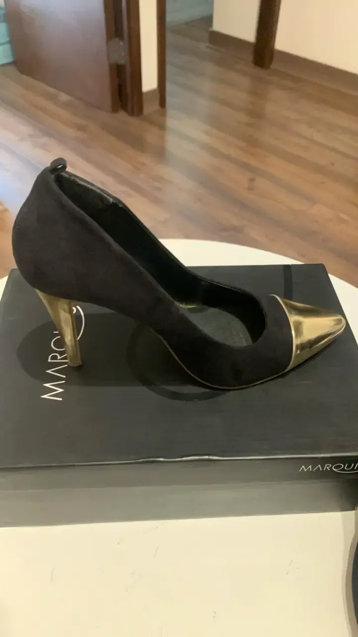 Zapatos de Tacón Alto Negro y Dorado Marquis - 3