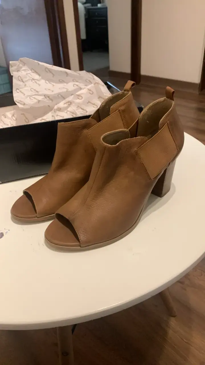 Botines de cuero camel con tacón alto - 5