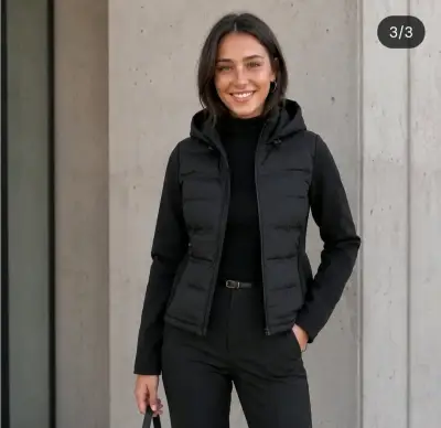 Chaqueta Negra con Capucha para Mujer - miniatura 1