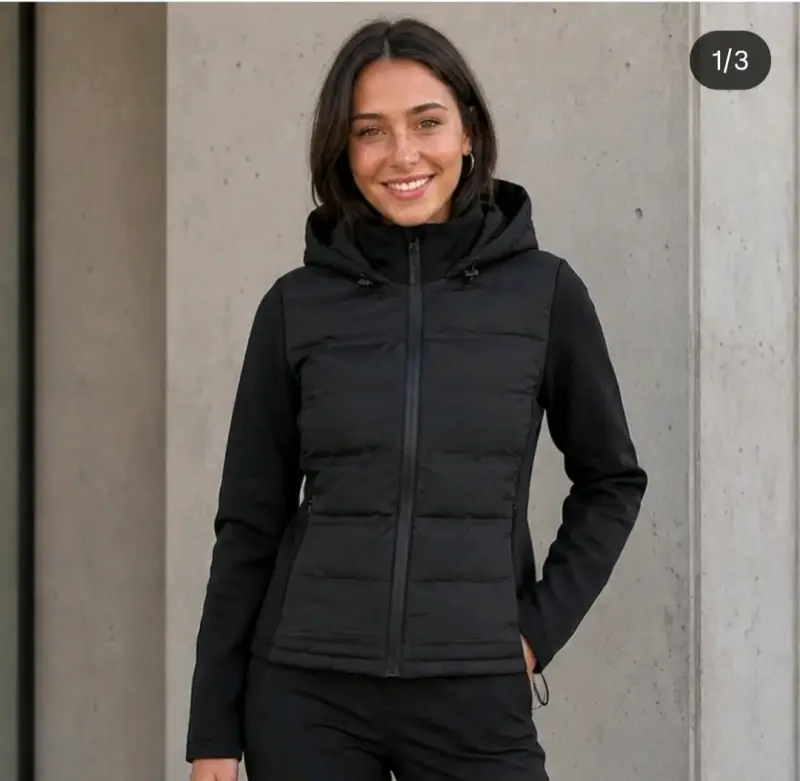 Chaqueta Negra con Capucha para Mujer - 2