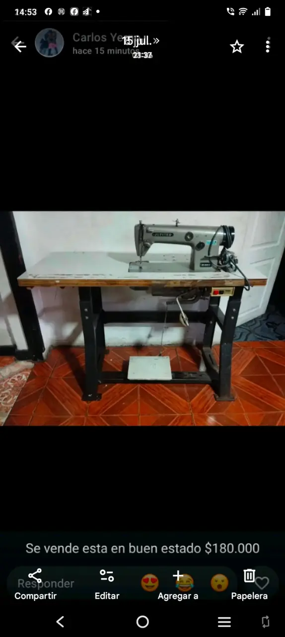 Máquina de Coser Industrial Júpiter en Buen Estado