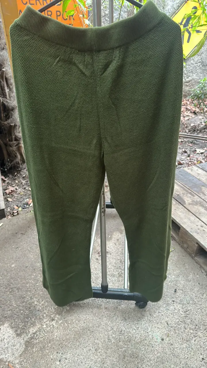 Pantalones de punto verde oliva para mujer - 2