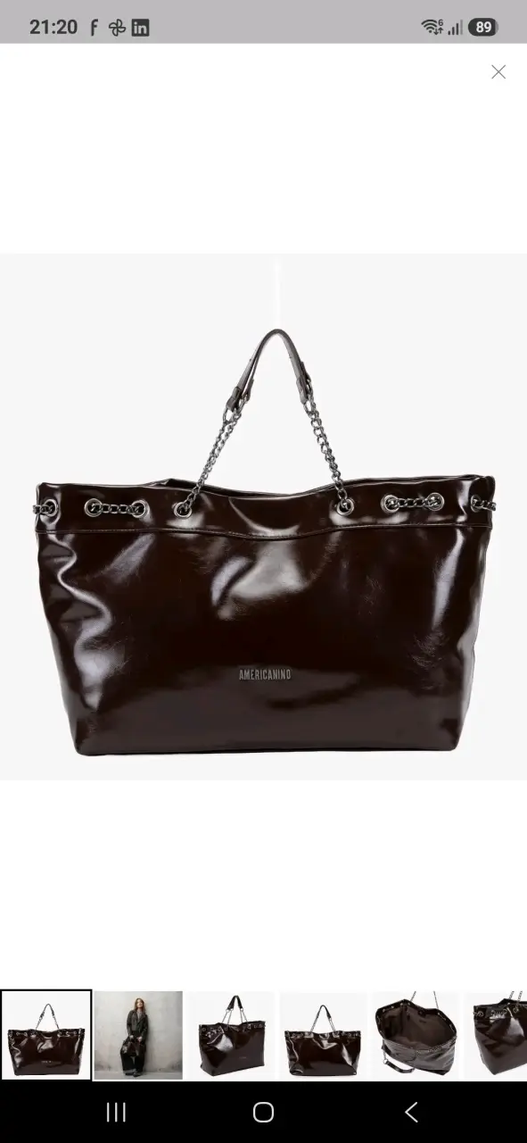 Bolso grande de cuero marrón Americanino
