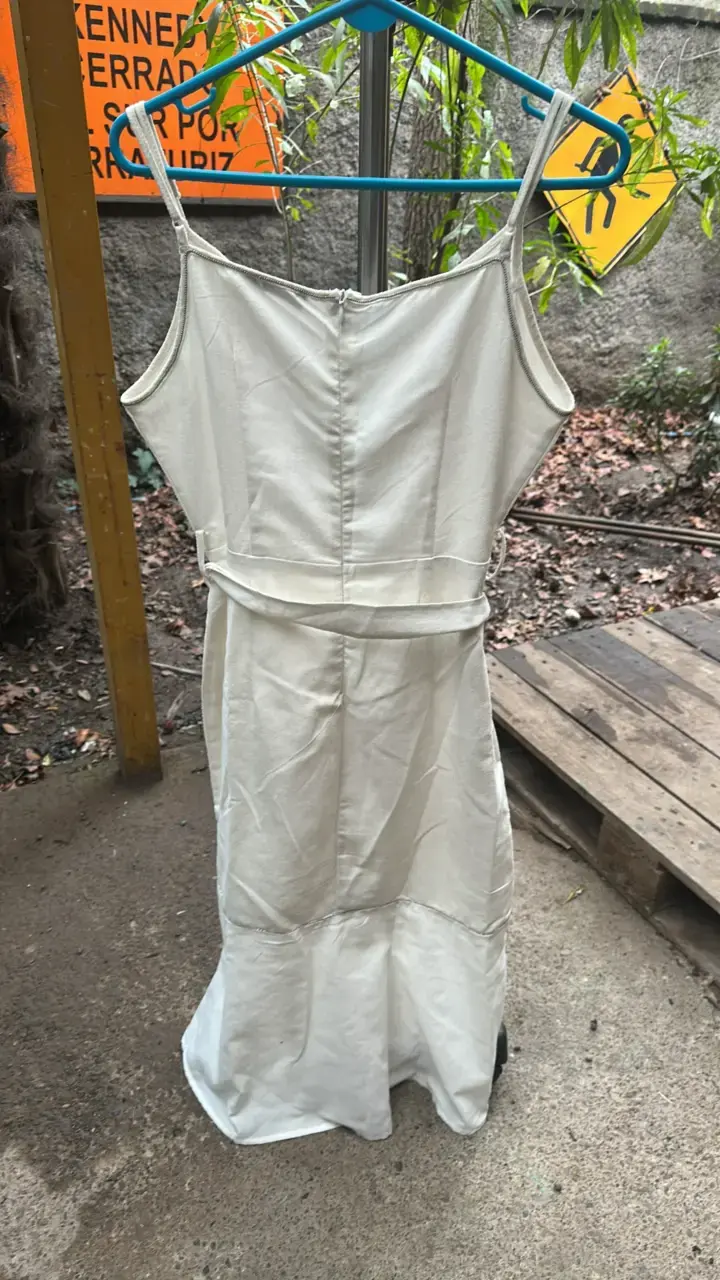 Vestido largo blanco con tirantes FBO - 3