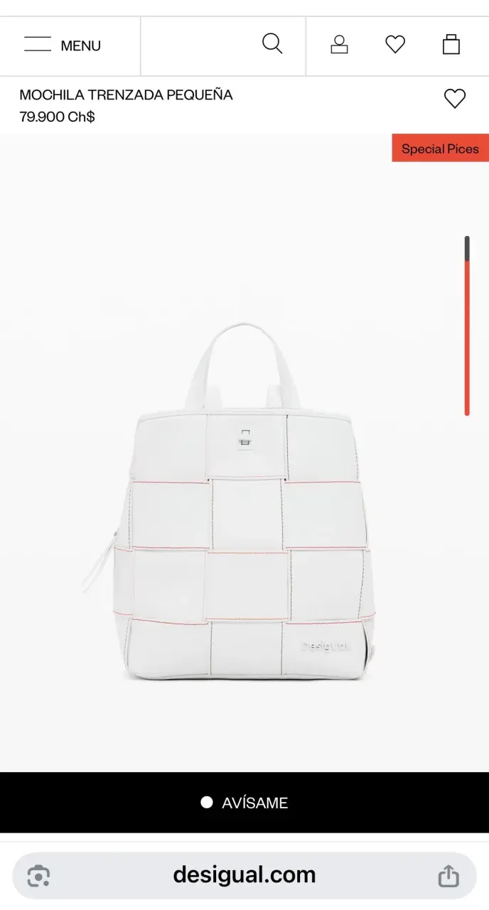 Mochila Desigual trenzada pequeña blanca - 3