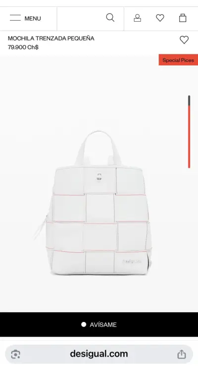 Mochila Desigual trenzada pequeña blanca - miniatura 3