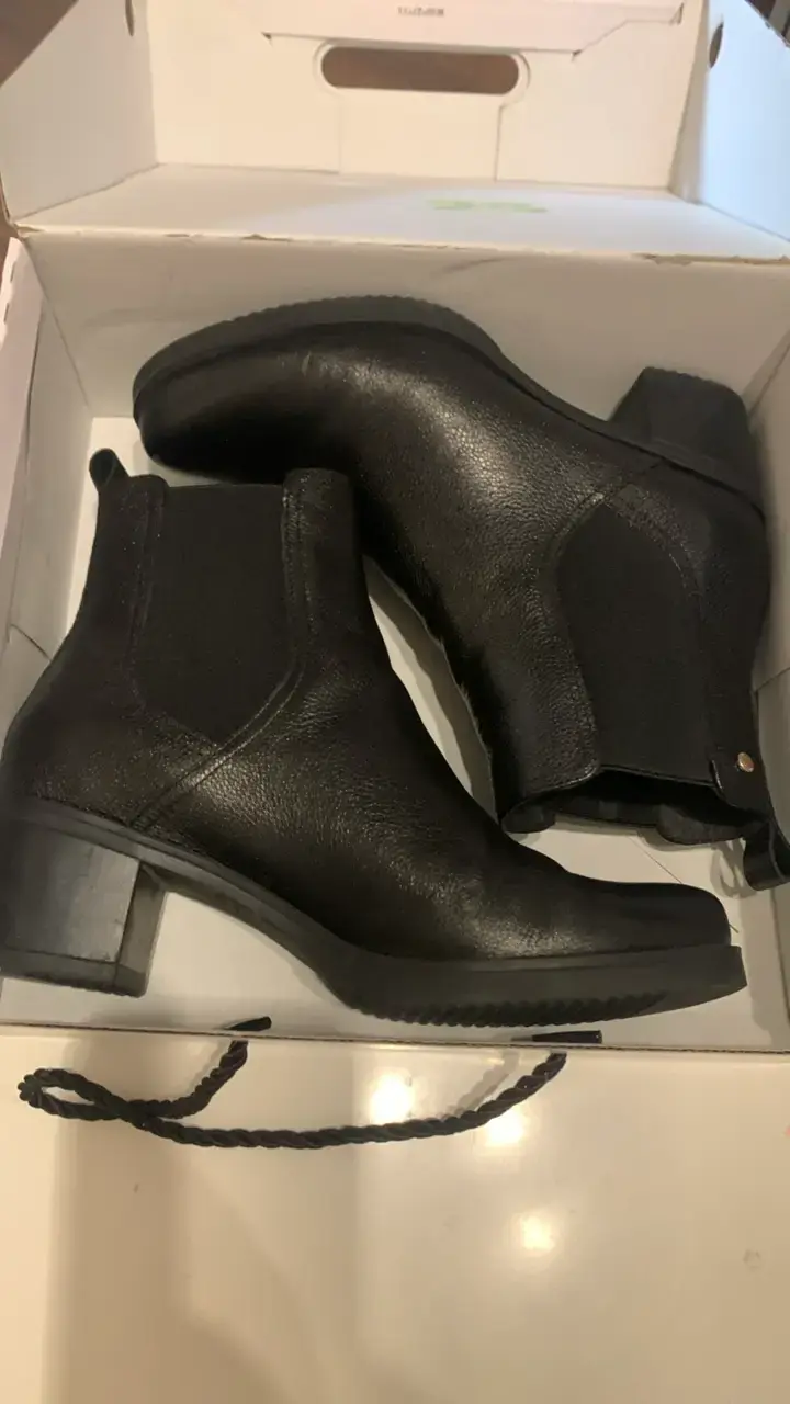 Botines de cuero negro para mujer - 1