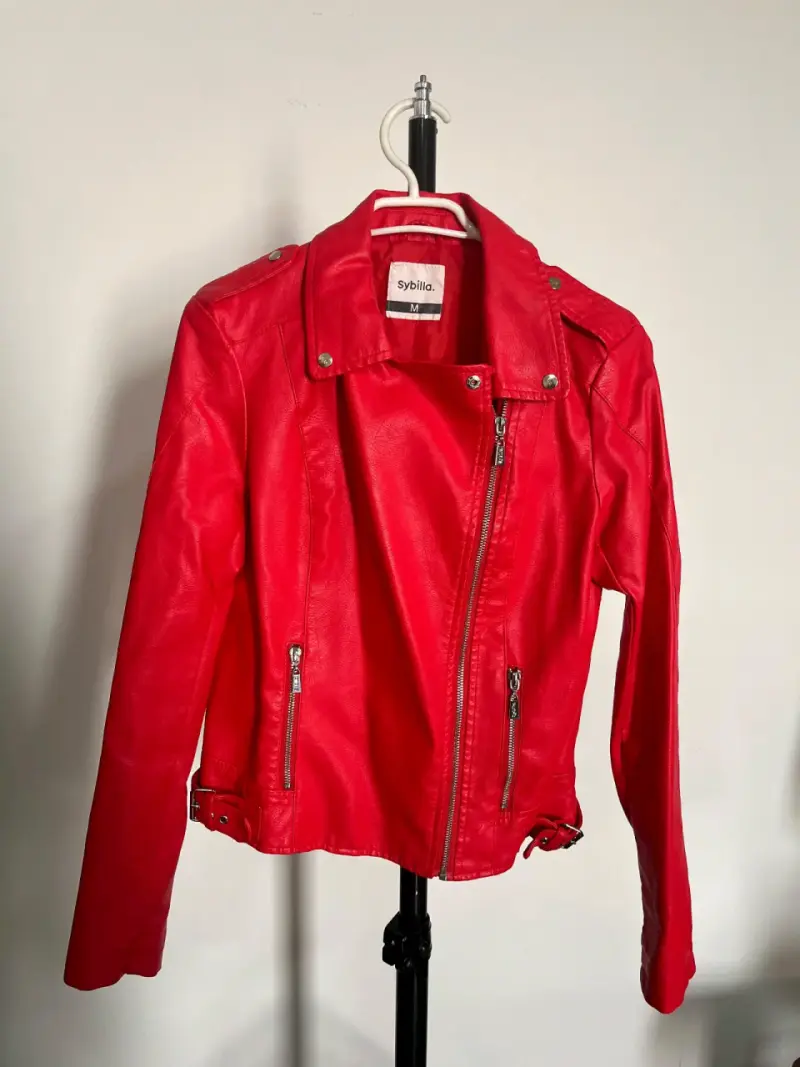 Chaqueta de cuero sintético roja mujer Sybilla - 1