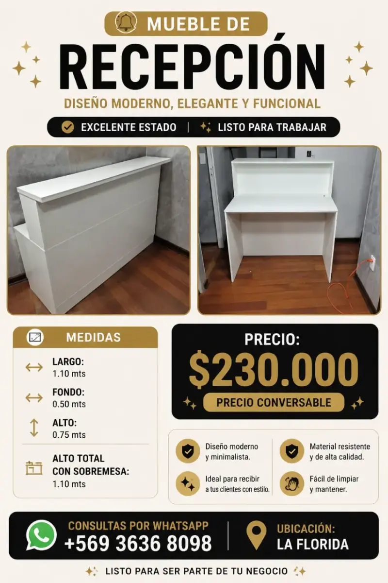 Mueble de recepción moderno y funcional
