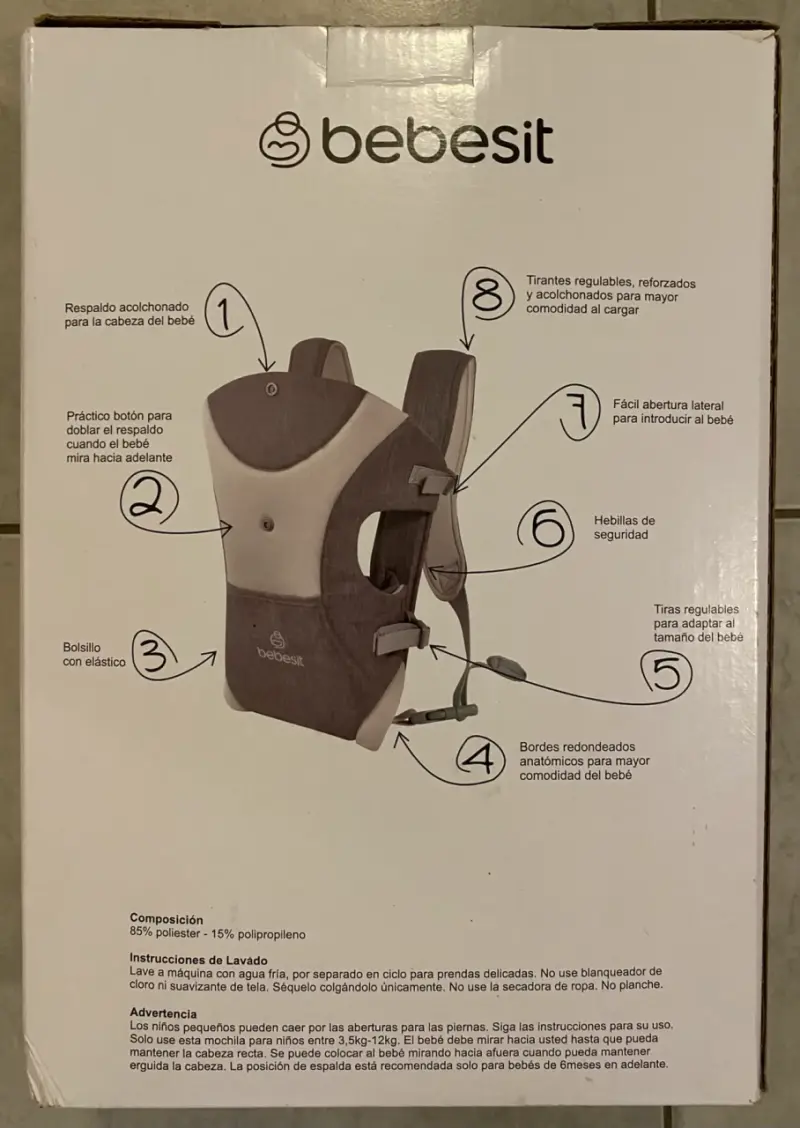 Mochila portabebé Bebesit 3 en 1 gris - 3