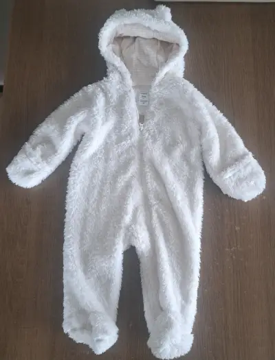Enterito de bebé polar blanco con capucha - miniatura 1