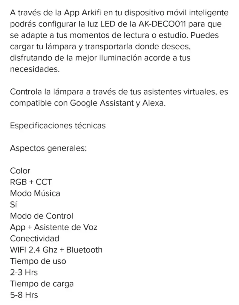 Lámpara LED Inteligente Recargable AK-DECO011 - 2