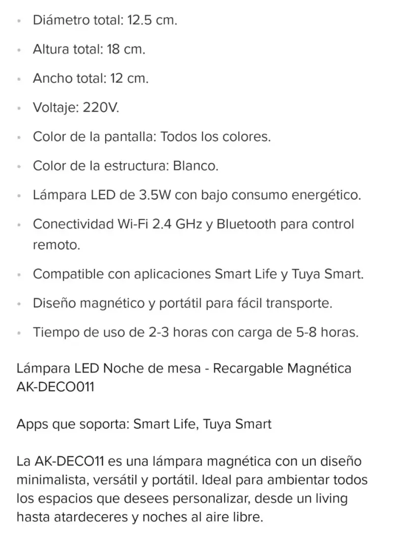 Lámpara LED Inteligente Recargable AK-DECO011 - 3