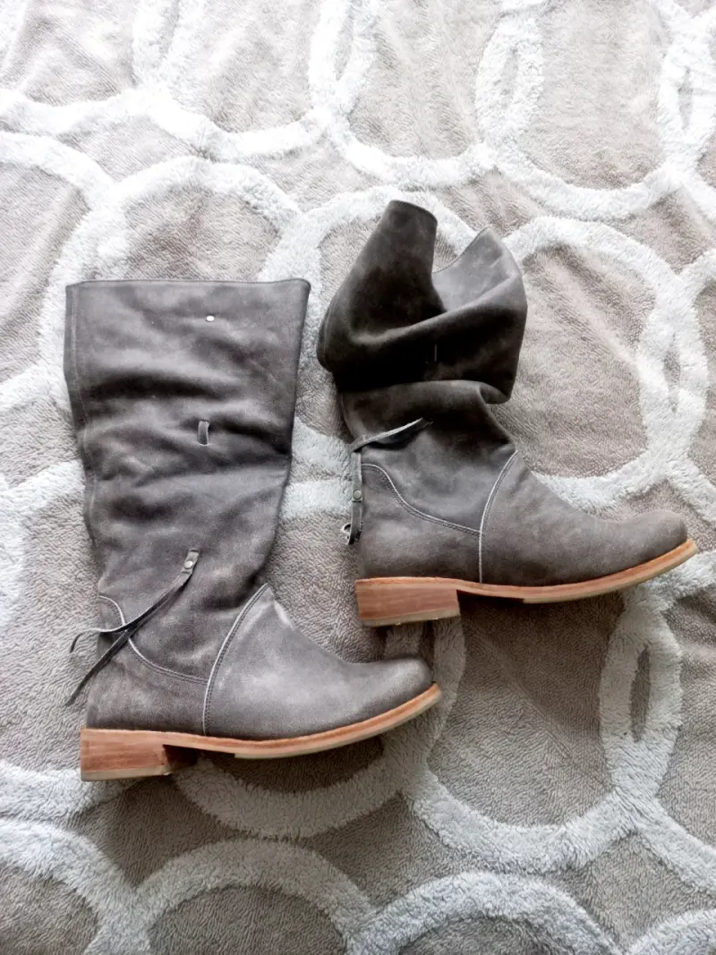 Botas de cuero gris para mujer - 1