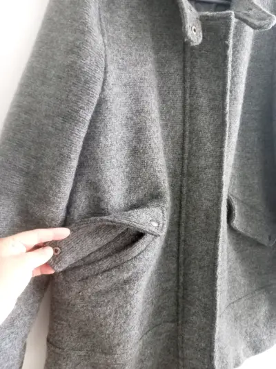 Abrigo gris con capucha Elle para mujer - miniatura 3