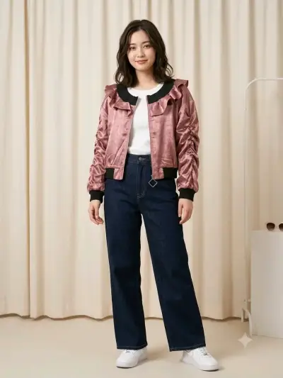 Chaqueta rosa con volantes - miniatura 1